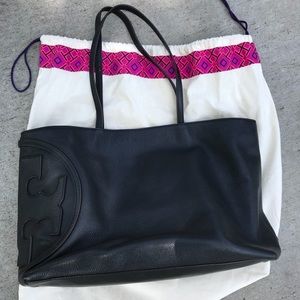 Tory Burch Black Leather Shoulder Tote